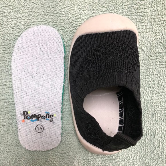 POMPONS shoes, Non-slip, Slip on, Toddler Size "15," black/white NWOT - Picture 2 of 6